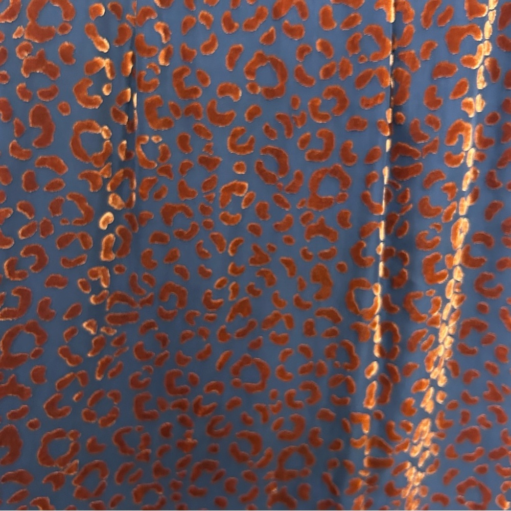 Boden Marie long sleeve midi dress navy blue orange velvet animal print sz 12 - Picture 7 of 8